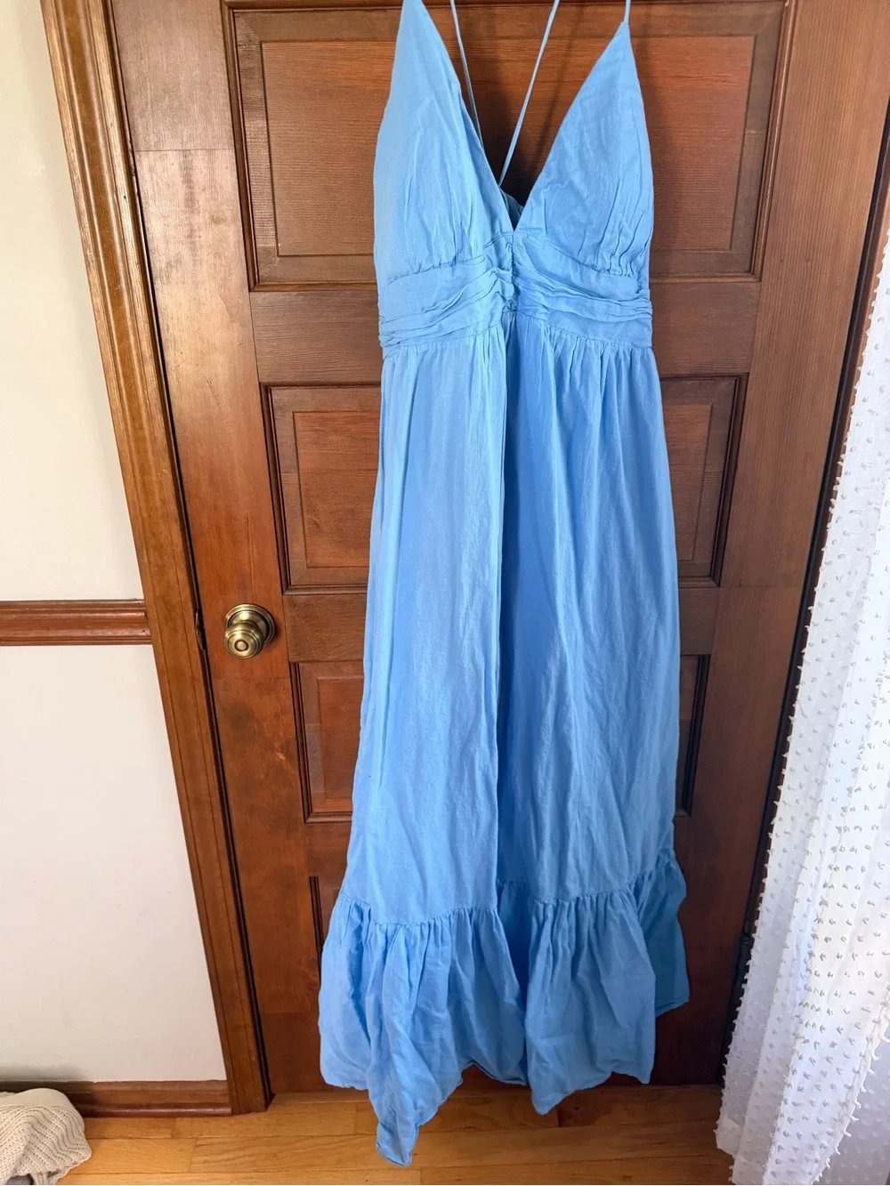 ABERCROMBIE & FITCH BRA FREE FLOWY TIE BACK MAXI DRESS